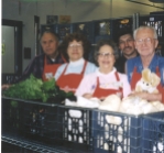 Dedicated food bank volunteers from the early years of the new building. Marge, 2nd from left, still volunteers at FamilyWorks!